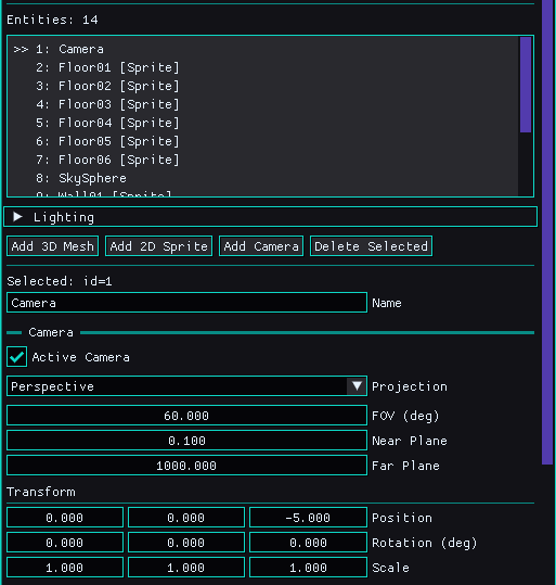 Camera Entity UI