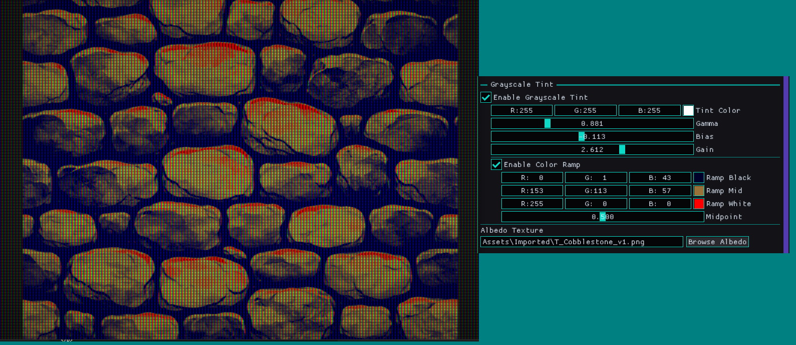 Grayscale material controls